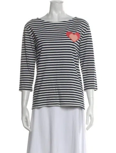 Pre-owned Chinti & Parker Striped Crew Neck T-shirt In Blue