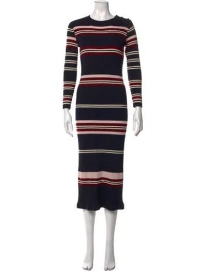 Pre-owned Chinti & Parker Striped Midi Length Dress In Black