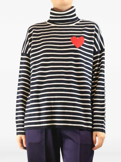 Pre-owned Chinti & Parker Striped Roll-neck Sweater In Black