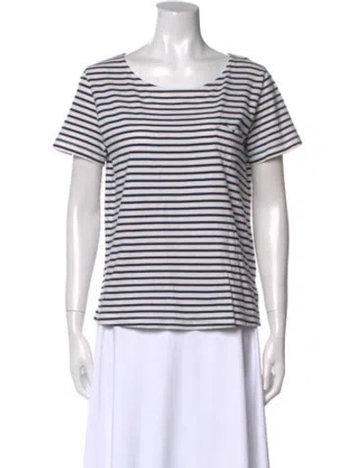 Pre-owned Chinti & Parker Striped Scoop Neck T-shirt In Blue