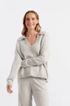 Chinti & Parker Pure Cashmere Summer Collared Sweater In Gray