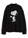 Chinti & Parker Wool-cashmere Tea Time Snoopy Sweater In Black