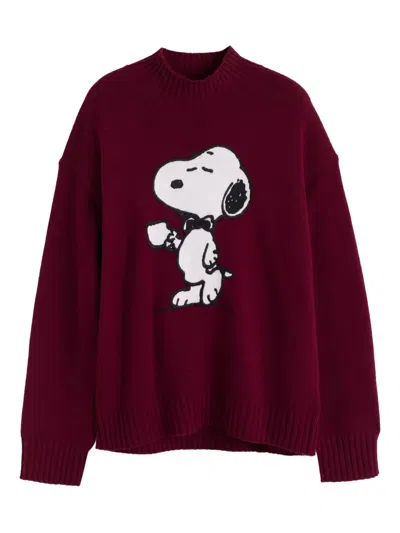 Chinti & Parker Tea Time Snoopy Sweater In Burgundy