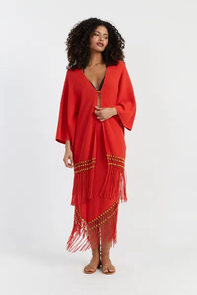 CHINTI & PARKER TERRACOTTA LAURA WHITMORE BEADED KAFTAN