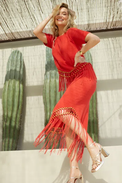CHINTI & PARKER TERRACOTTA LAURA WHITMORE BEADED SKIRT