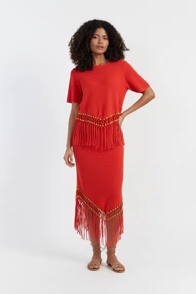 CHINTI & PARKER TERRACOTTA LAURA WHITMORE BEADED TOP