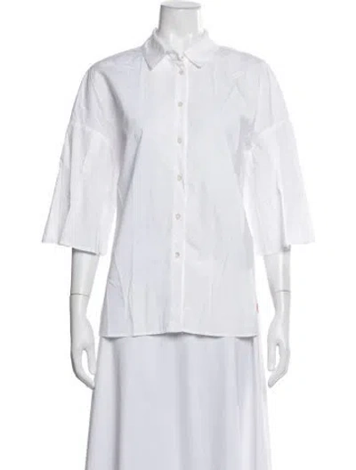 Pre-owned Chinti & Parker Three-quarter Sleeve Button-up Top In White