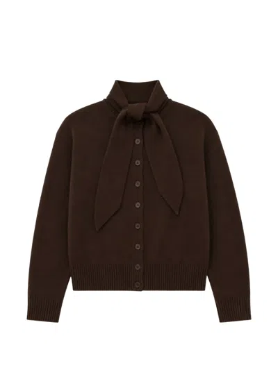 Chinti & Parker Tie-neck Button-up Cardigan In Brown