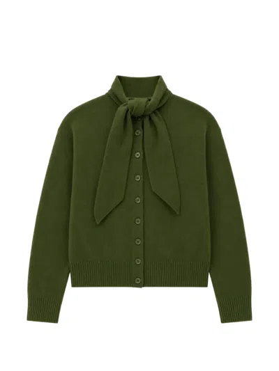 Chinti & Parker Tie-neck Button-up Cardigan In Green