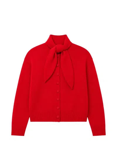 Chinti & Parker Tie-neck Button-up Cardigan In Red