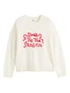Chinti & Parker Tis The Season Ribbon-embroidered Sweater In White