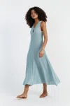 Chinti & Parker Titanium Laura Whitmore Shimmer Dress In Blue