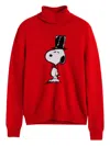 Chinti & Parker Wool-cashmere Top Hat Snoopy Sweater In Red
