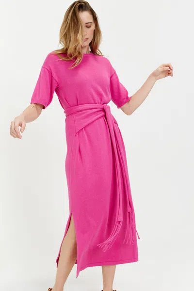 Chinti & Parker Uk Berry-pink Linen-cotton Monaco Dress