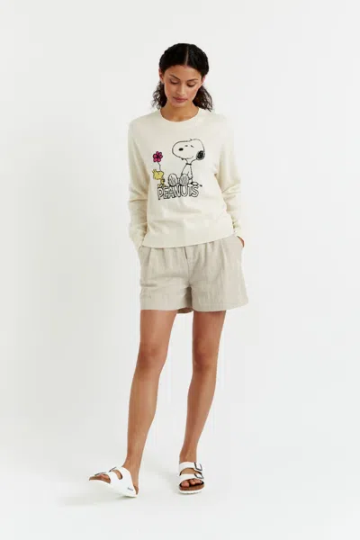 Chinti & Parker Uk Cream Wool-cashmere Flower Power Peanuts Sweater In White