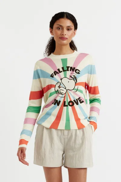 Chinti & Parker Uk Cream Wool-cashmere Snoopy In Love Sweater In White