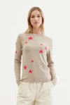 Chinti & Parker Uk Oatmeal Wool-cashmere Star Sweater In White