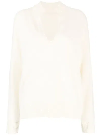 Chinti & Parker V-neck Cashmere Jumper In White