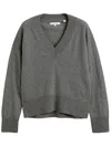 Chinti & Parker V Neck Wool Cashmere Slouchy Lightweight Sweater In Grey