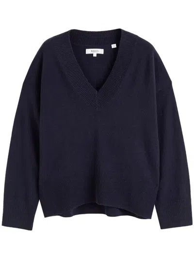 Chinti & Parker V-neck Ribbed Jumper In Blue