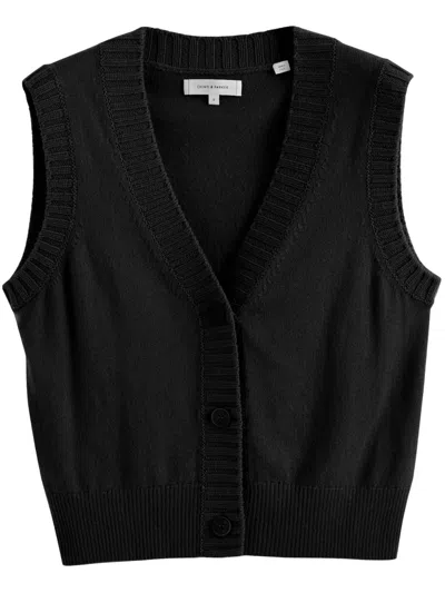Chinti & Parker V-neck Wool Vest In Black