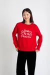 Chinti & Parker Velvet-red Wool-cashmere Tis The Season Sweater In Multi