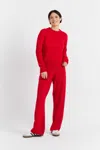 Chinti & Parker Velvet-red Wool-cashmere Wide-leg Track Pants
