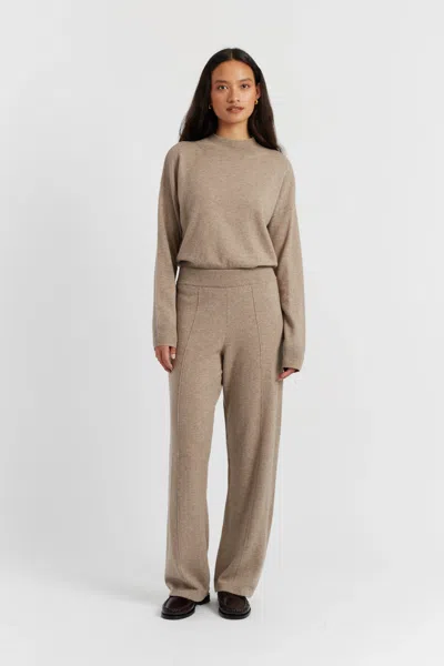 Chinti & Parker Warm-oatmeal Wool-cashmere Wide-leg Track Pants In Multi