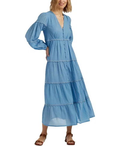 Chinti & Parker Cotton Rainbow Scallop Dress In Blue