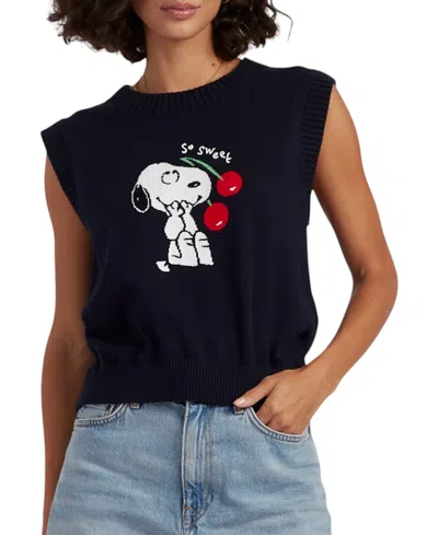 Chinti & Parker Snoopy Knitted Cotton Tank Top In Blue