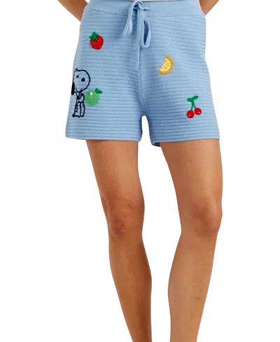 Chinti & Parker Snoopy Crochet Embroidered Cotton Shorts In Blue