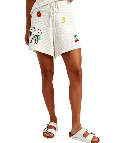 Chinti & Parker Cotton Snoopy Crochet Shorts In White