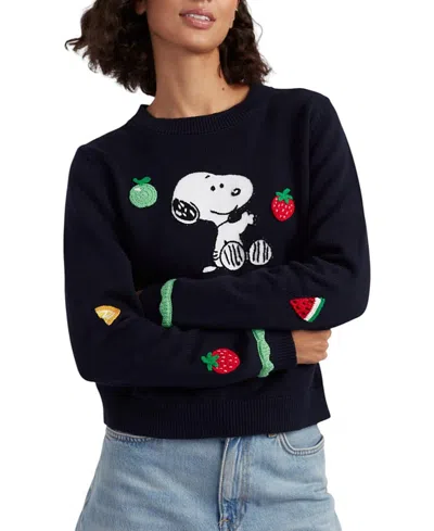 Chinti & Parker Snoopy Fruity-details Crewneck Cotton Sweater In Blue