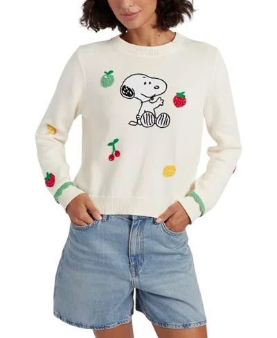 Chinti & Parker Snoopy Embroidered Cotton Sweater In White