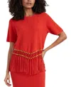Chinti & Parker Terracotta Laura Whitmore Beaded Top In Red