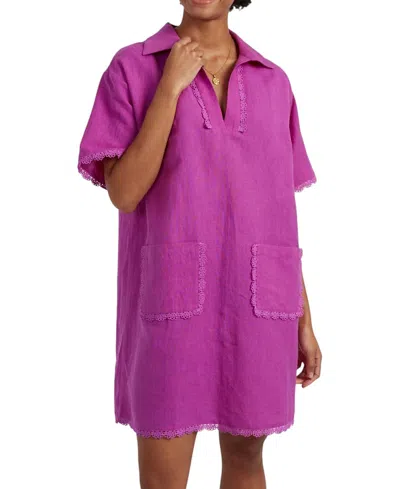 Chinti & Parker Linen-blend Scallop Tunic Dress In Purple