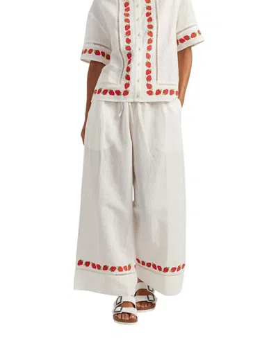 Chinti & Parker Women's Linen-blend Strawberry Trousers In White