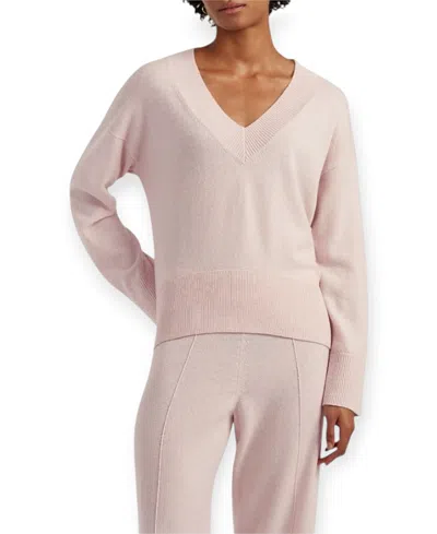 Chinti & Parker Women's V Neck Wool Cashmere Slouchy Lightweight Sweater In Pink