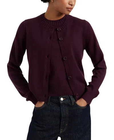 Chinti & Parker Wool Cashmere Blend Crew Neck Cropped Cardigan In Multi