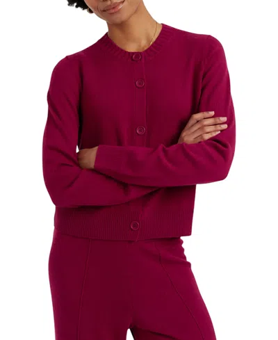 Chinti & Parker Women's Wool Cashmere Blend Crew Neck Cropped Cardigan In Pink