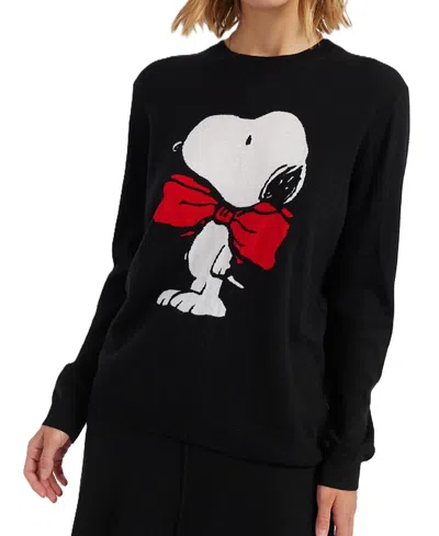 Chinti & Parker Women's Wool Cashmere Bow Tie Snoopy Sweater In Black