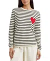 Chinti & Parker Navy-cream Breton Heart Wool-cashmere Sweater In White