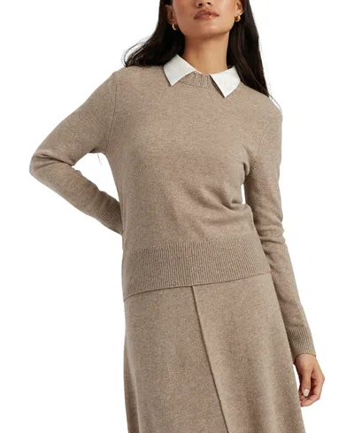 Chinti & Parker Women's Wool Cashmere Cropped Sporty Sweater In Brown