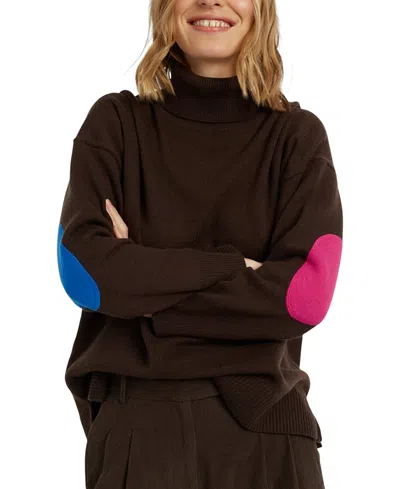 Chinti & Parker Women's Wool Cashmere Elbow Patch Rollneck Sweater In Brown