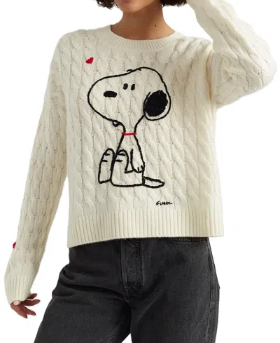 CHINTI & PARKER WOMEN'S WOOL CASHMERE SNOOPY CABLE SWEATER