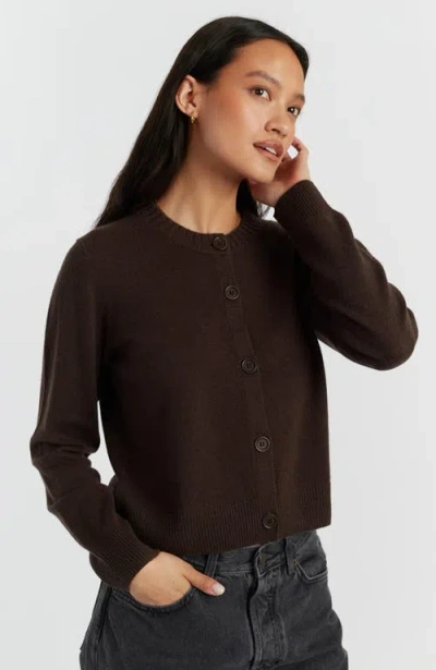 Chinti & Parker Wool Cashmere Blend Crew Neck Cropped Cardigan In Brown