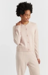 Chinti & Parker Wool Cashmere Blend Crew Neck Cropped Cardigan In Neutral