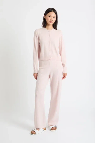 Chinti & Parker Wool Cashmere Blend Crew Neck Cropped Cardigan In Pink