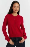 Chinti & Parker Wool Cashmere Blend Crew Neck Cropped Cardigan In Red