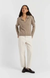 Chinti & Parker Wool Cashmere Blend V Neck Collared Sweater In Gold
